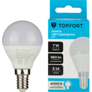Лампа светодиодная Topfort E14 7W 4000K шар Лампа светодиодная Topfort E14 7W 4000K шар